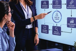 Consultora apresenta um mapa de processos de gestão da qualidade ISO 9001.